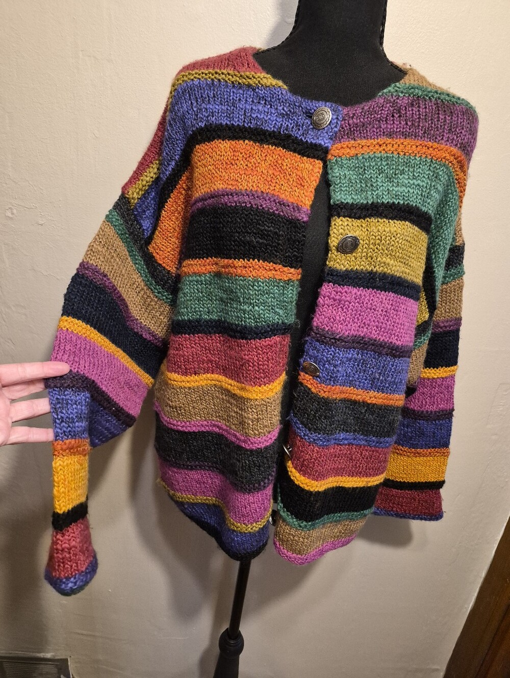 Vintage Chico's Design Vibrant Bohemian Cardigan Button Down Sweater 3 90s